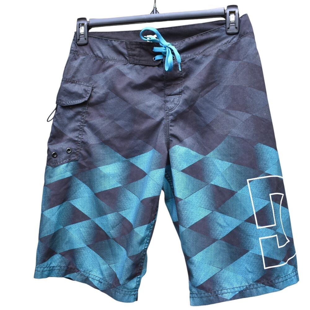 DC Shoes Men’s Swim Trunks Bathing Suit Shorts Blue Boardshorts -- 30"
